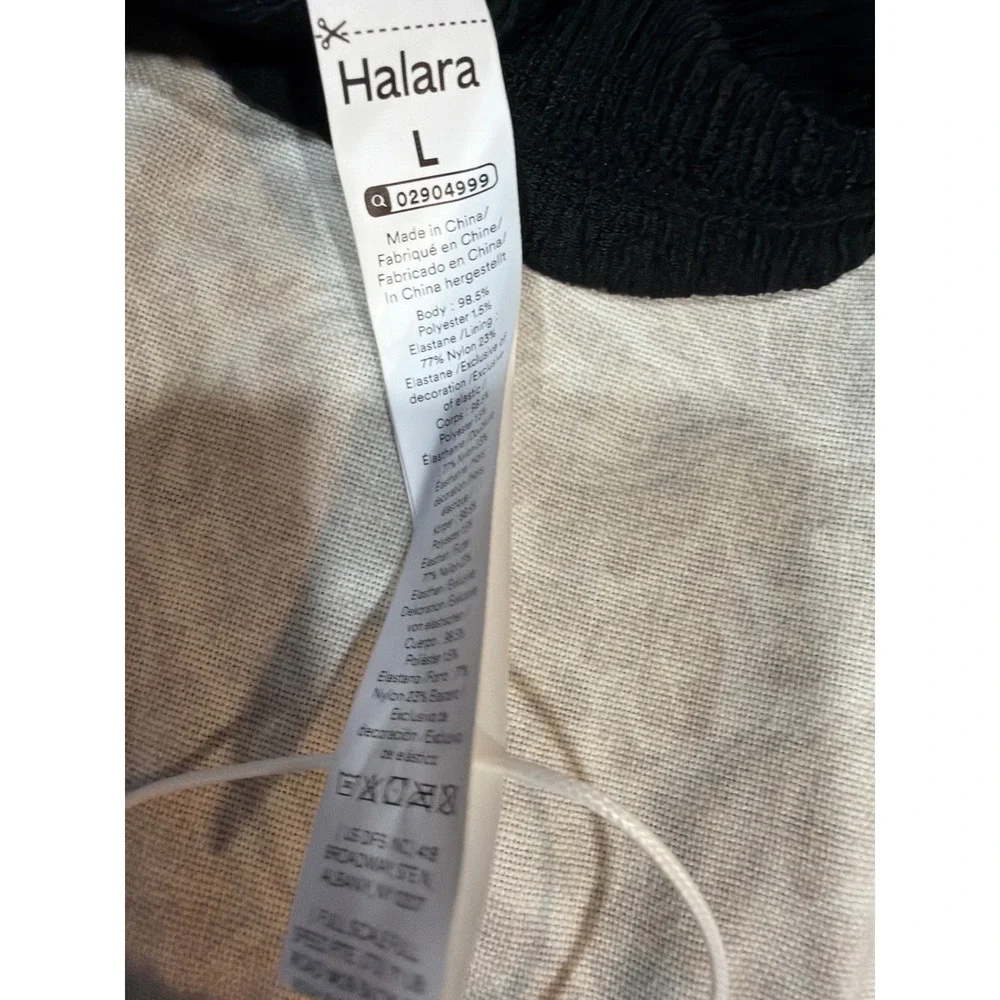 Halara Black Crinkle Textured Ruffle Hem Sleeveless Mini Shift Dress Large New - Picture 7 of 12